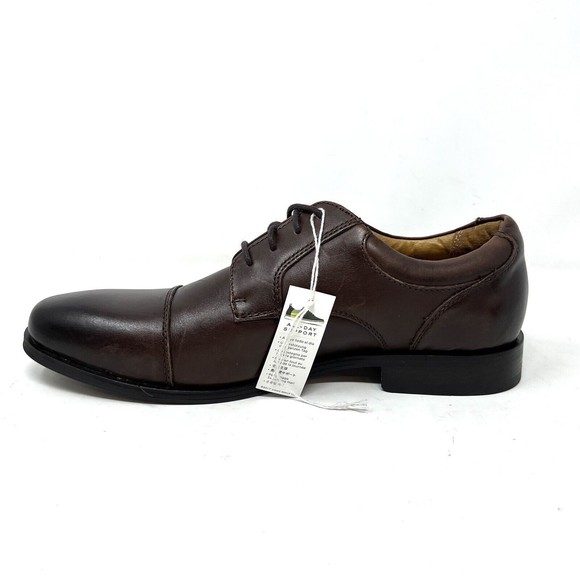 Vionic Shane Mens Size 8 Spruce Brown Black Oxford Leather Dress Formal Shoes